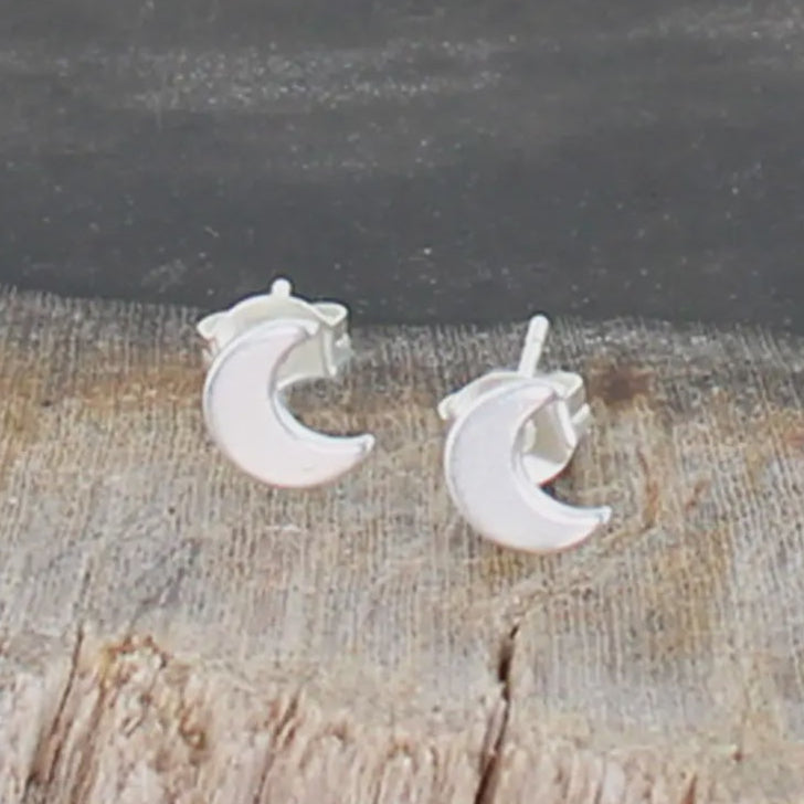 Suzie Blue Silver Moon Stud Earrings - Precious Sparkle