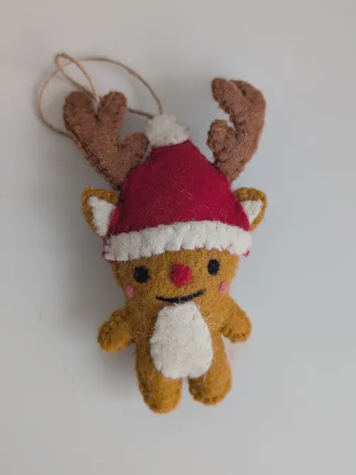 Reindeer Felt Christmas Ornament Handmade - Precious Sparkle