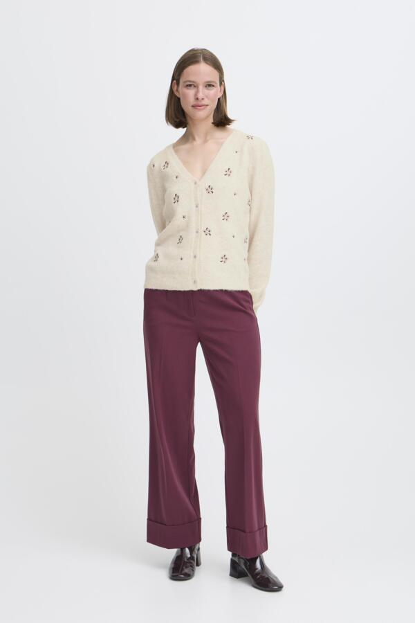 b.young Byomea Embroidered Cardigan Birch Melange - Precious Sparkle