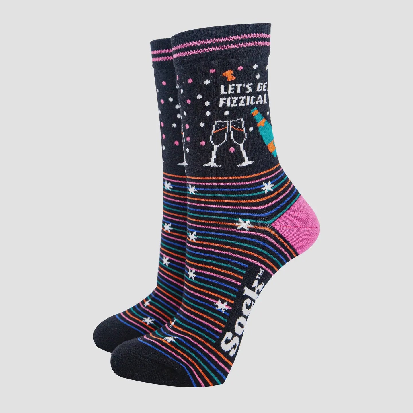 Sock Talk Women's Combed Cotton Ankle Socks- Black, Get Fizzical - Precious Sparkle