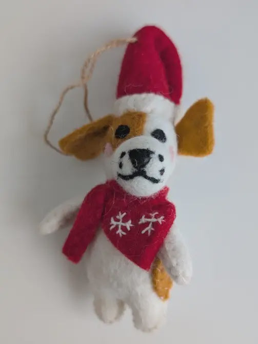 Spaniel Dog Felt Christmas Ornament Handmade - Precious Sparkle