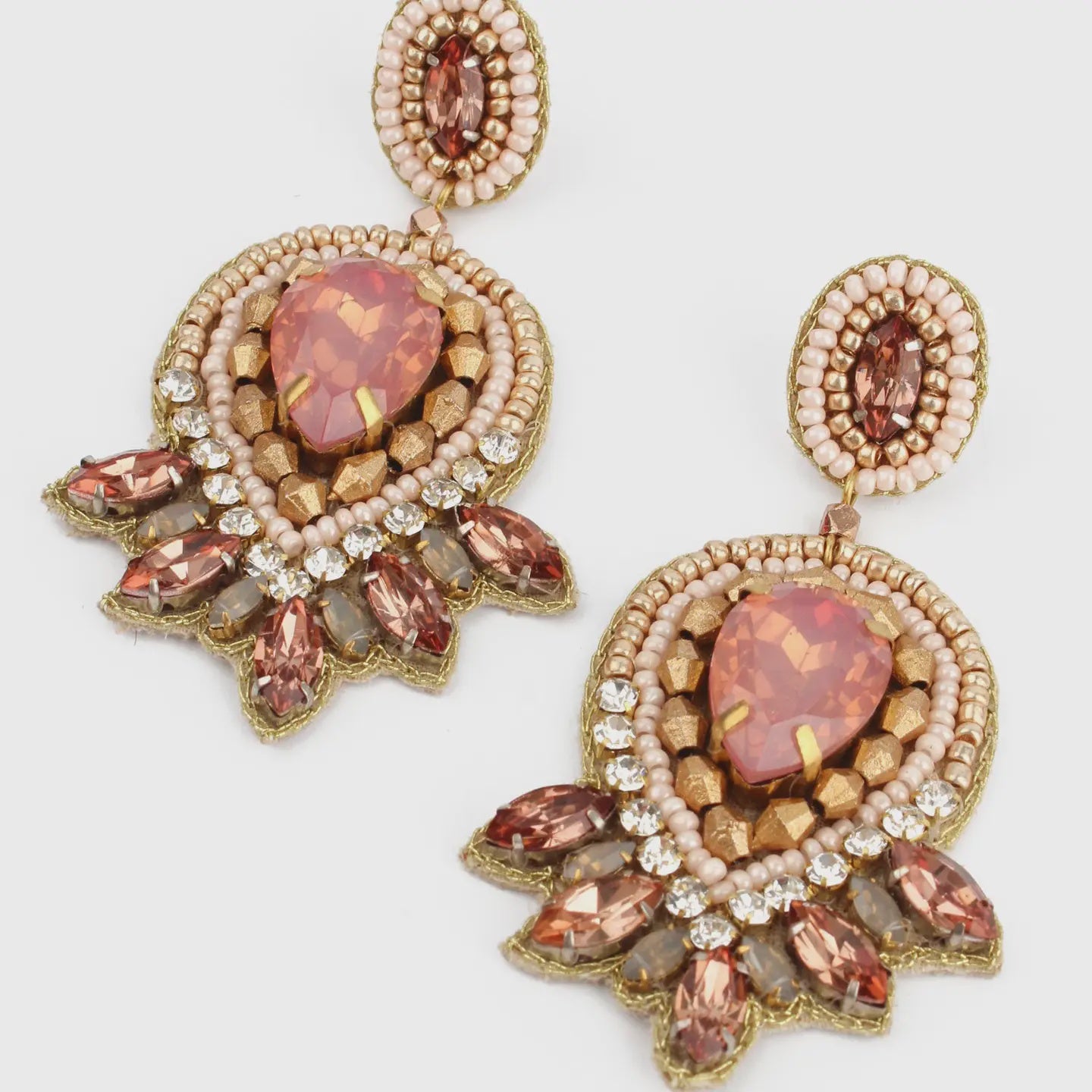 My Doris Peach Art Deco Earrings - Precious Sparkle