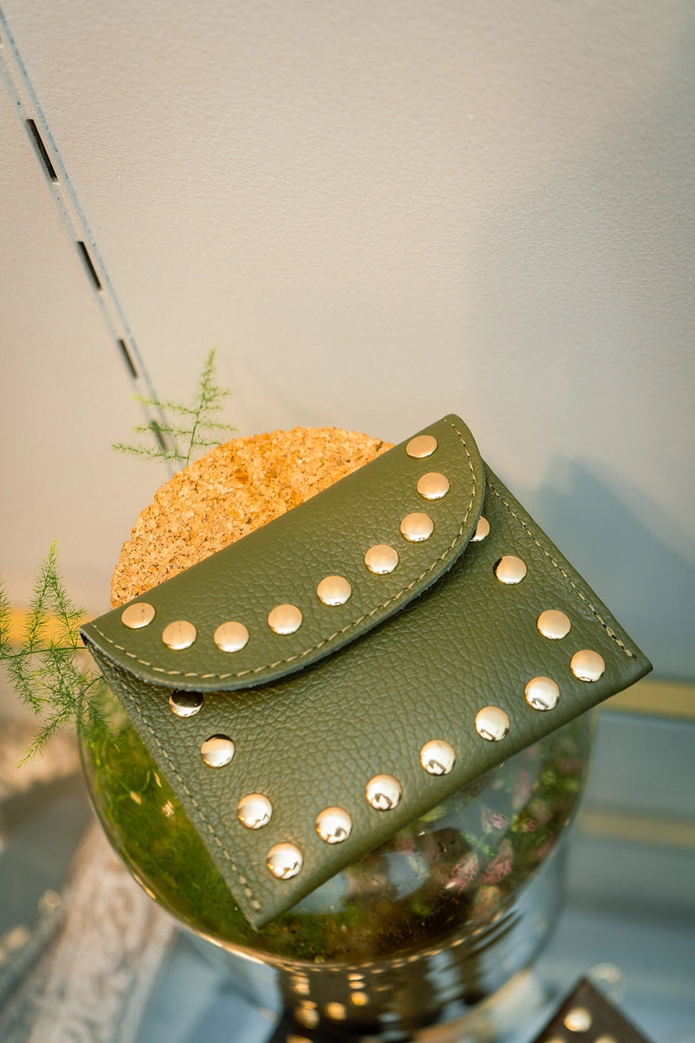 Cherry Paris Leina Leather Purse Khaki - Precious Sparkle
