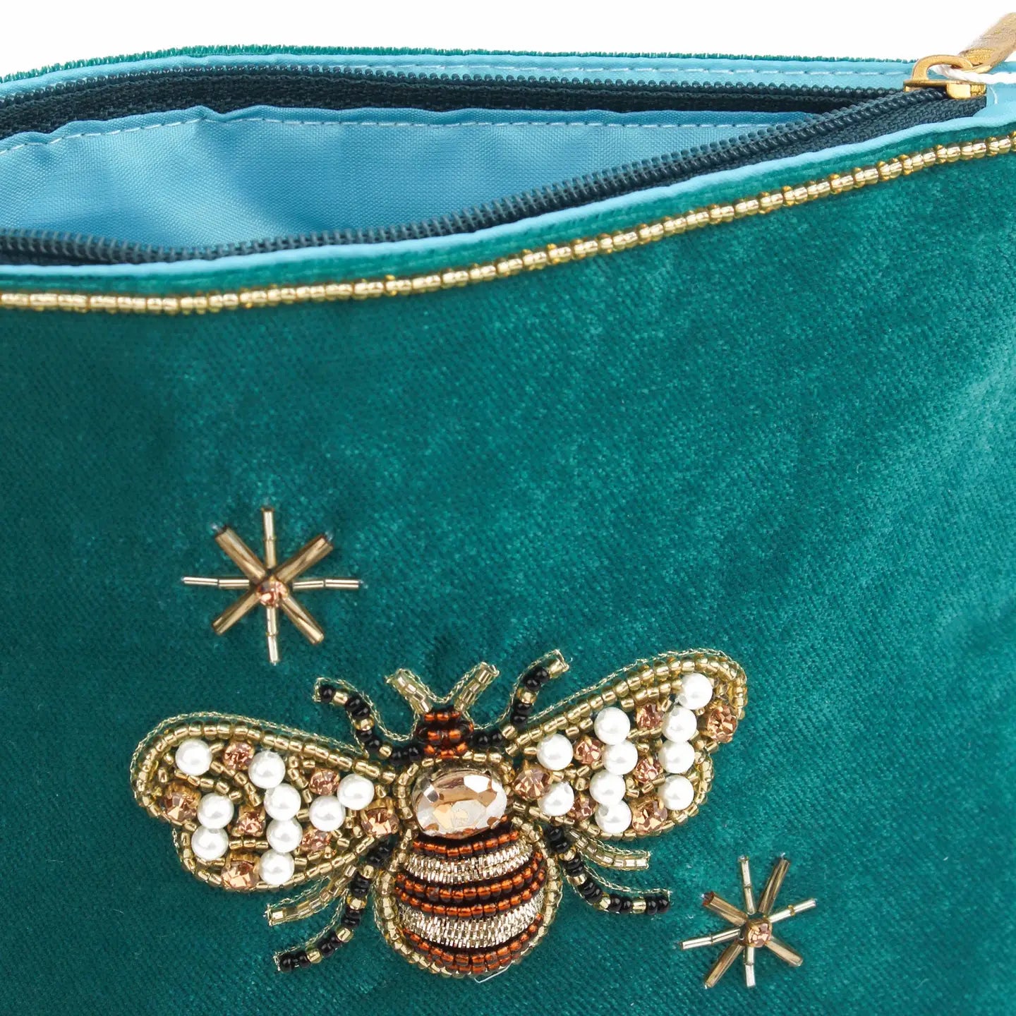 My Doris Teal Golden Bee Medium Purse - Precious Sparkle