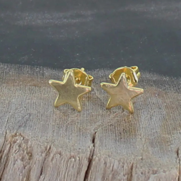 Suzie Blue Gold Star Stud Earrings - Precious Sparkle