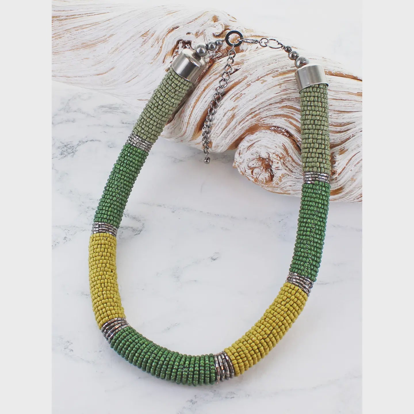 Suzie Blue Short Beaded Necklace Green - Precious Sparkle