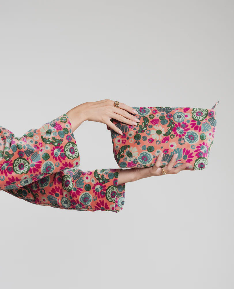 Les Touristes Washbag Velvet Molly Coral - Precious Sparkle