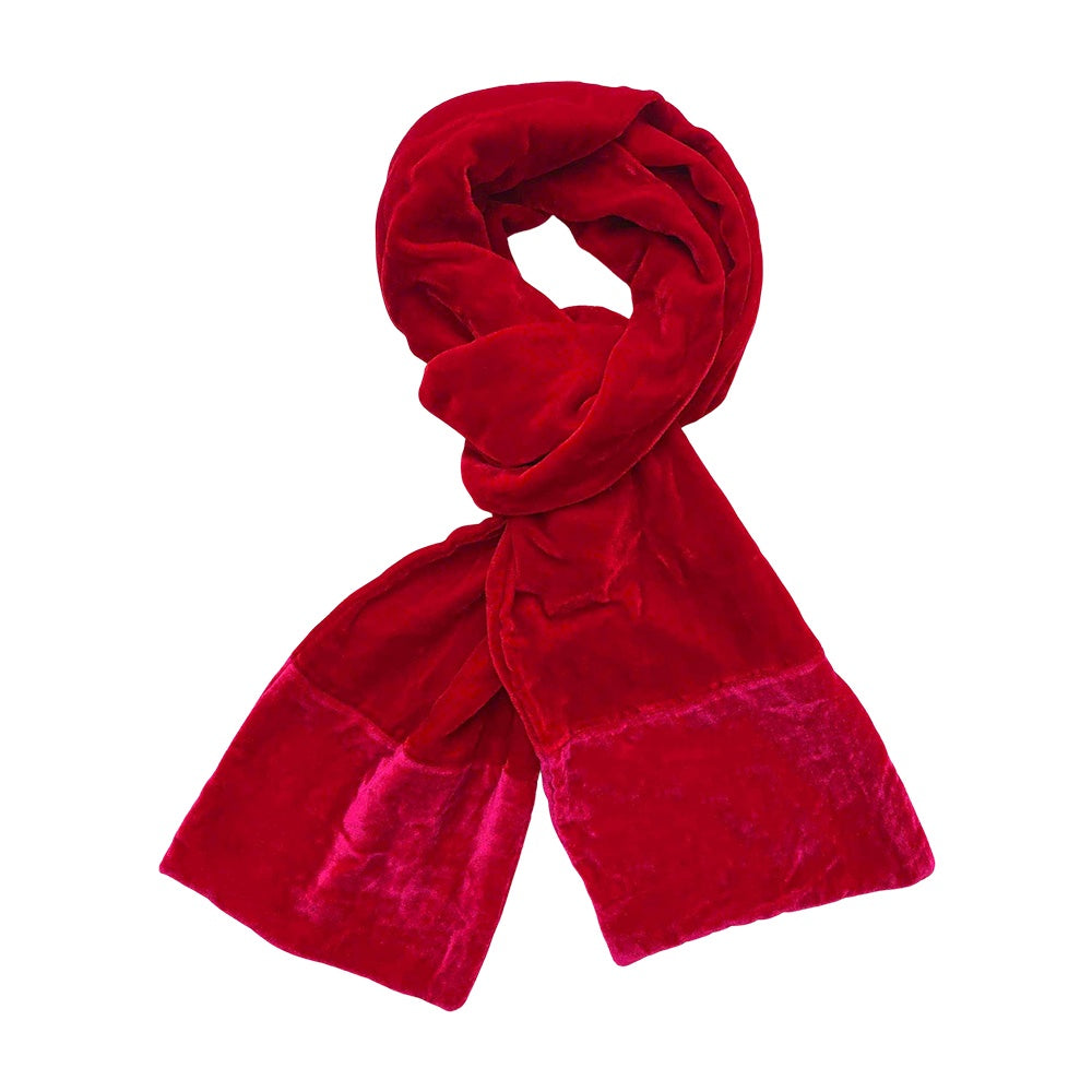 Lua Velvet Contrast End Scarf Red - Precious Sparkle