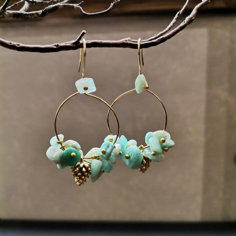 Atelier Piou Piou Jewellery Amazonite Pine Cone Hoop Earrings