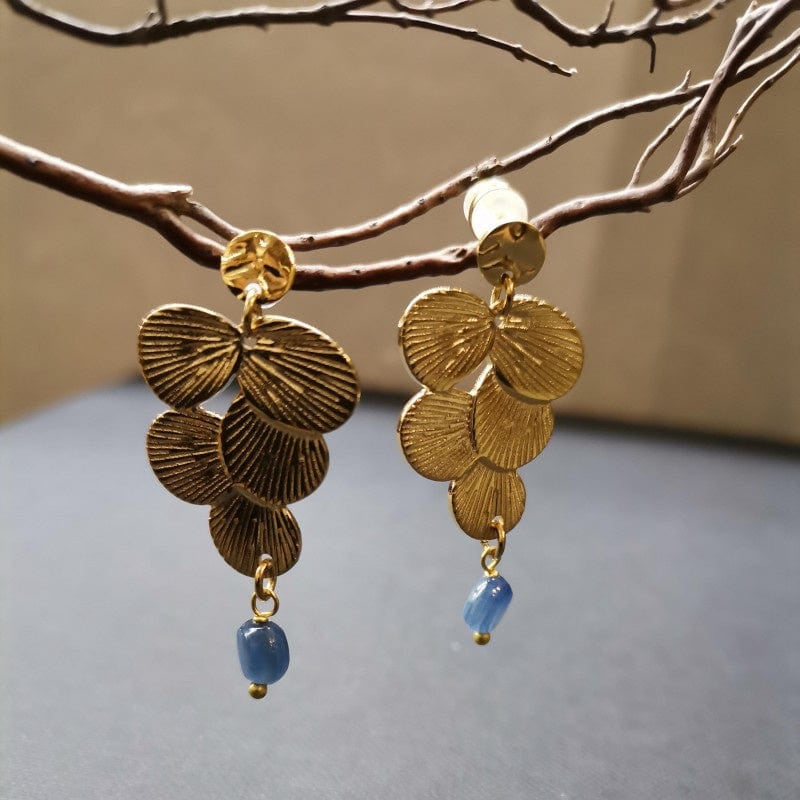 Atelier Piou Piou Jewellery Gold Flat Grape Earrings with Kyanite