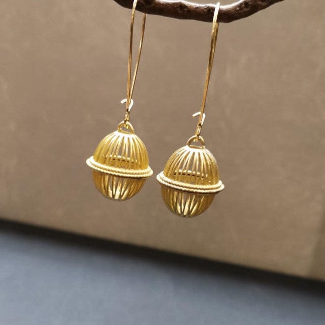 Atelier Piou Piou Jewellery Golden Round Cage Earrings