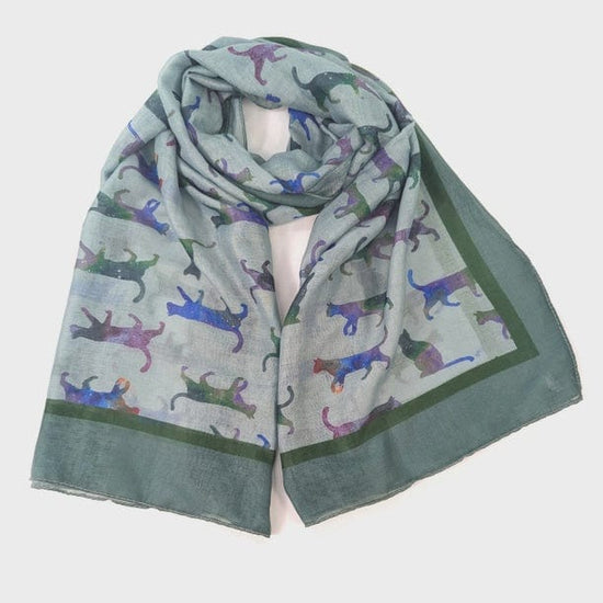 Black Ginger Accessories Clio the Cat Scarf Sage Green