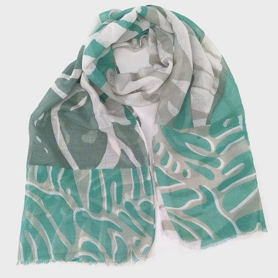 Black Ginger Accessories Liry Jumbled Lines Scarf Green