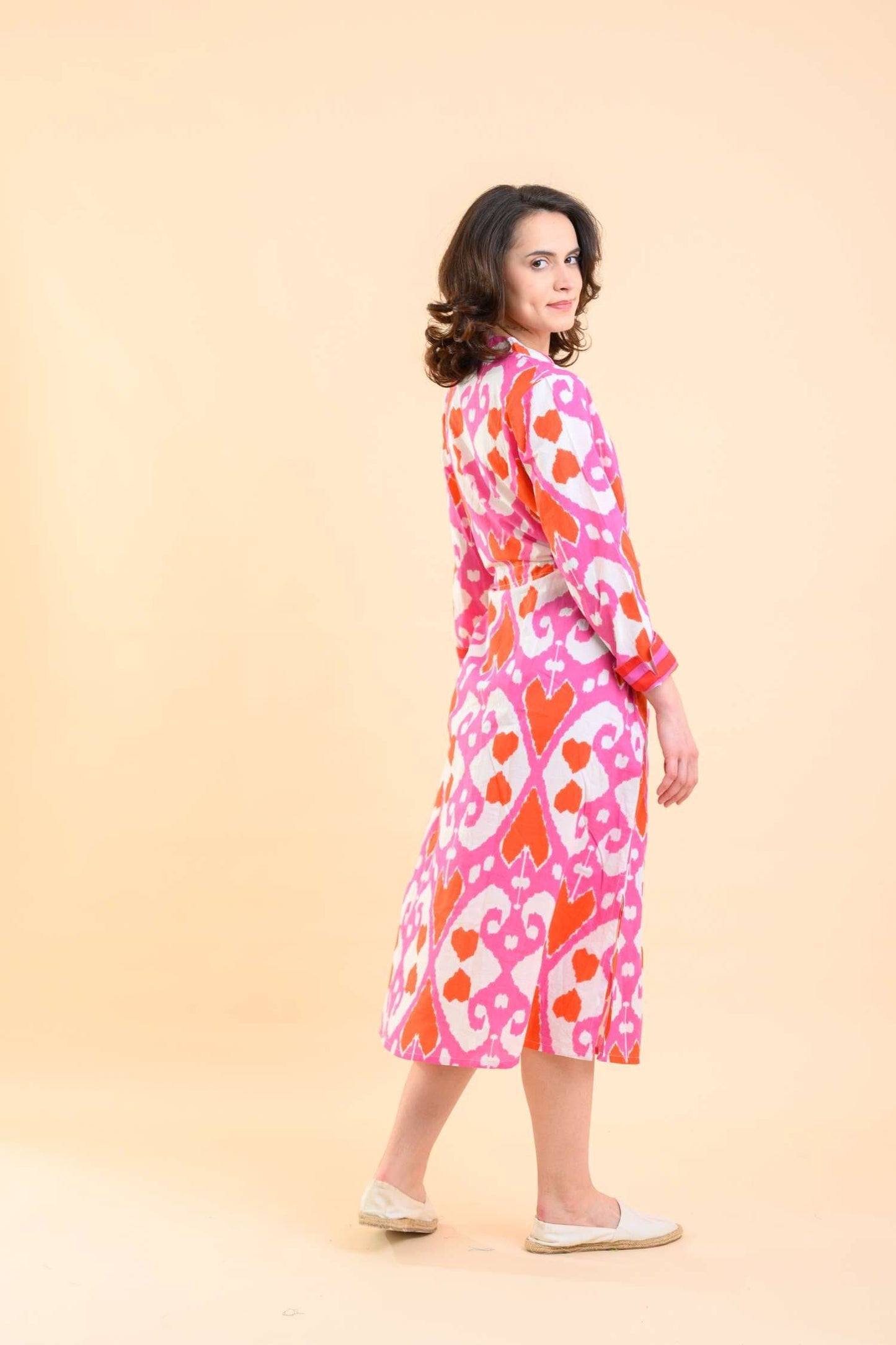 Dream Fashion Handprint Dream Apparel Clara Dress Ikat Pink