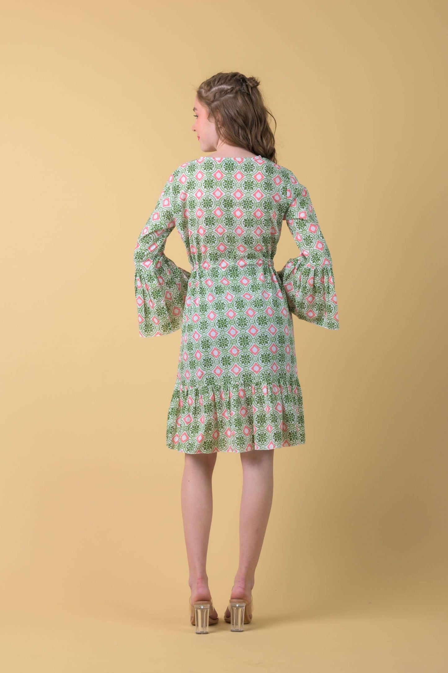 Dream Fashion Handprint Dream Apparel Evelyn Dress Pelican Coral