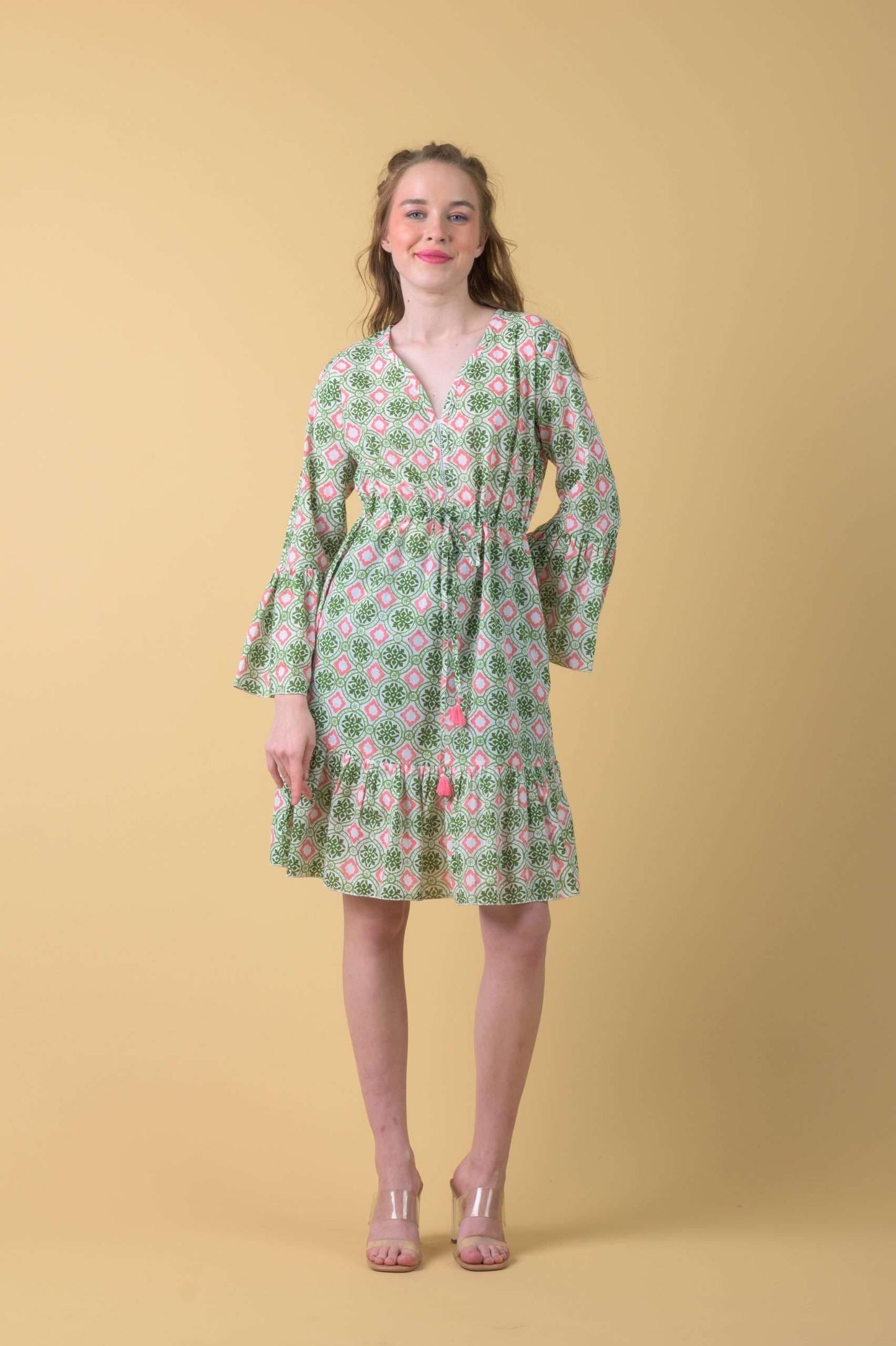 Dream Fashion Handprint Dream Apparel Evelyn Dress Pelican Coral