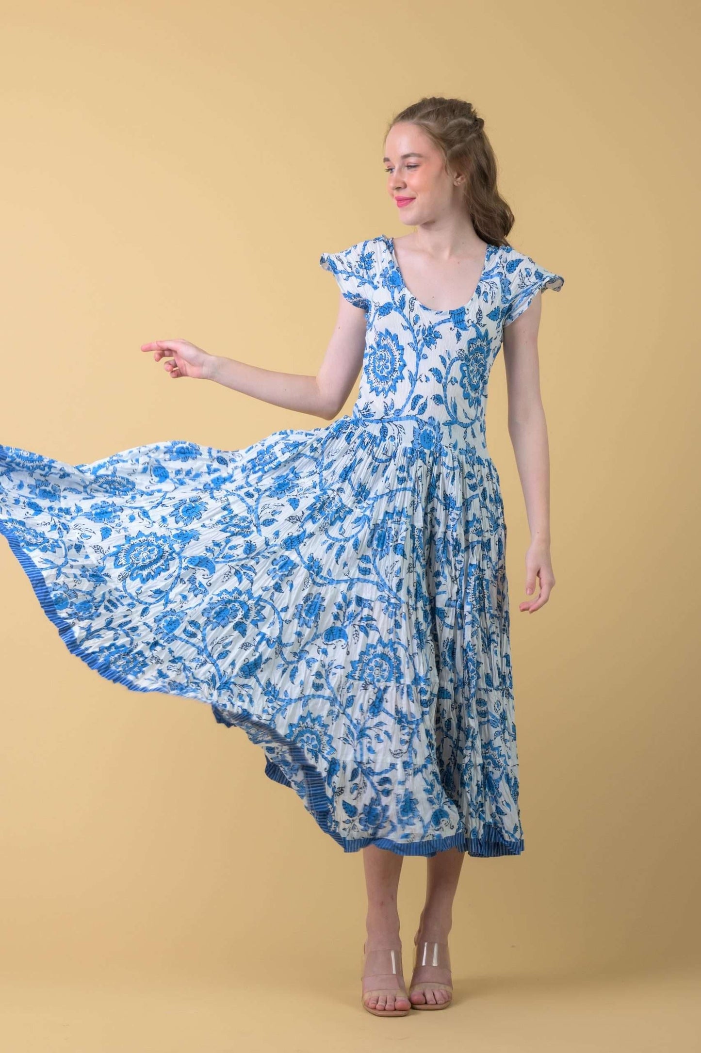 Dream Fashion Handprint Dream Apparel Pranella Dress Runa Blue