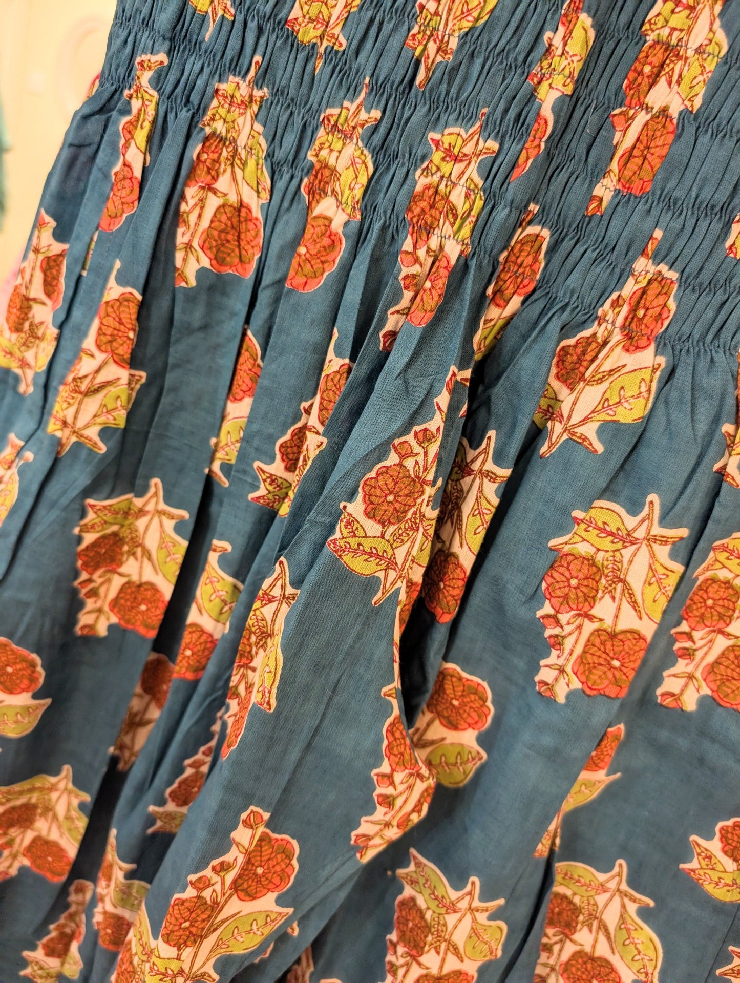 Emma's Emporium Fashion Blue Red Flower Cotton Summer Genie Trousers