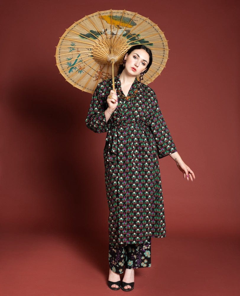 Les Touristes Fashion Les Touristes Tara Black Dressing Gown Cotton