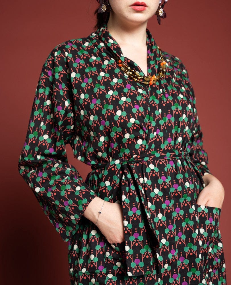 Les Touristes Fashion Les Touristes Tara Black Dressing Gown Cotton