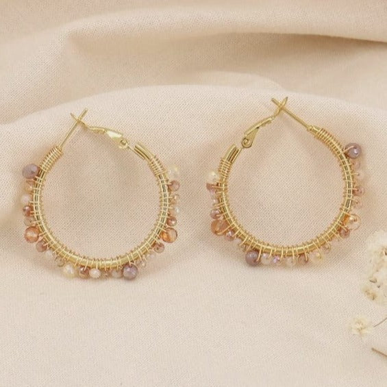 Lilas de Seine Jewellery Lilas de Seine Embroidered Pearl Hoop Earrings