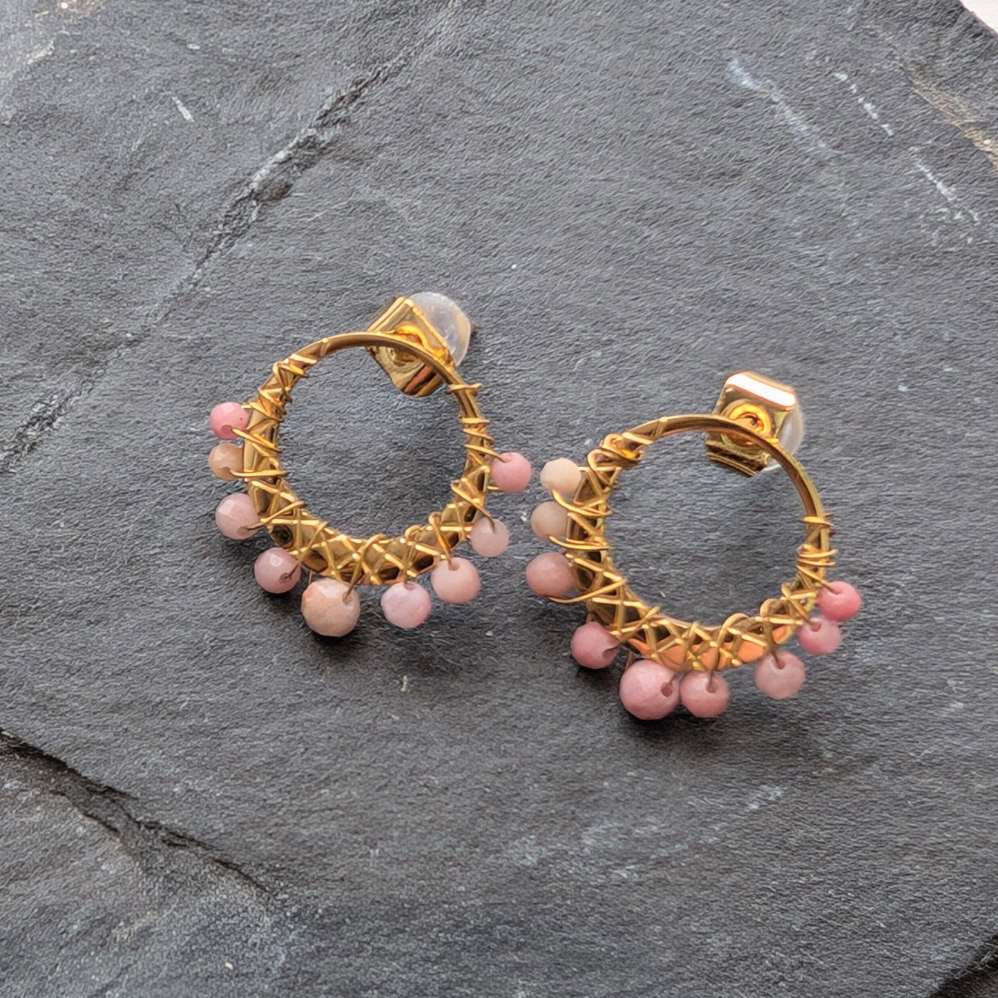 Lomina Jewellery Rhodonite Circle Stud Earrings