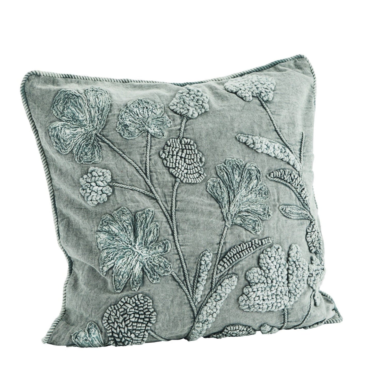 Madam Stoltz Homewares Green Madam Stoltz Applique Cushion Cover