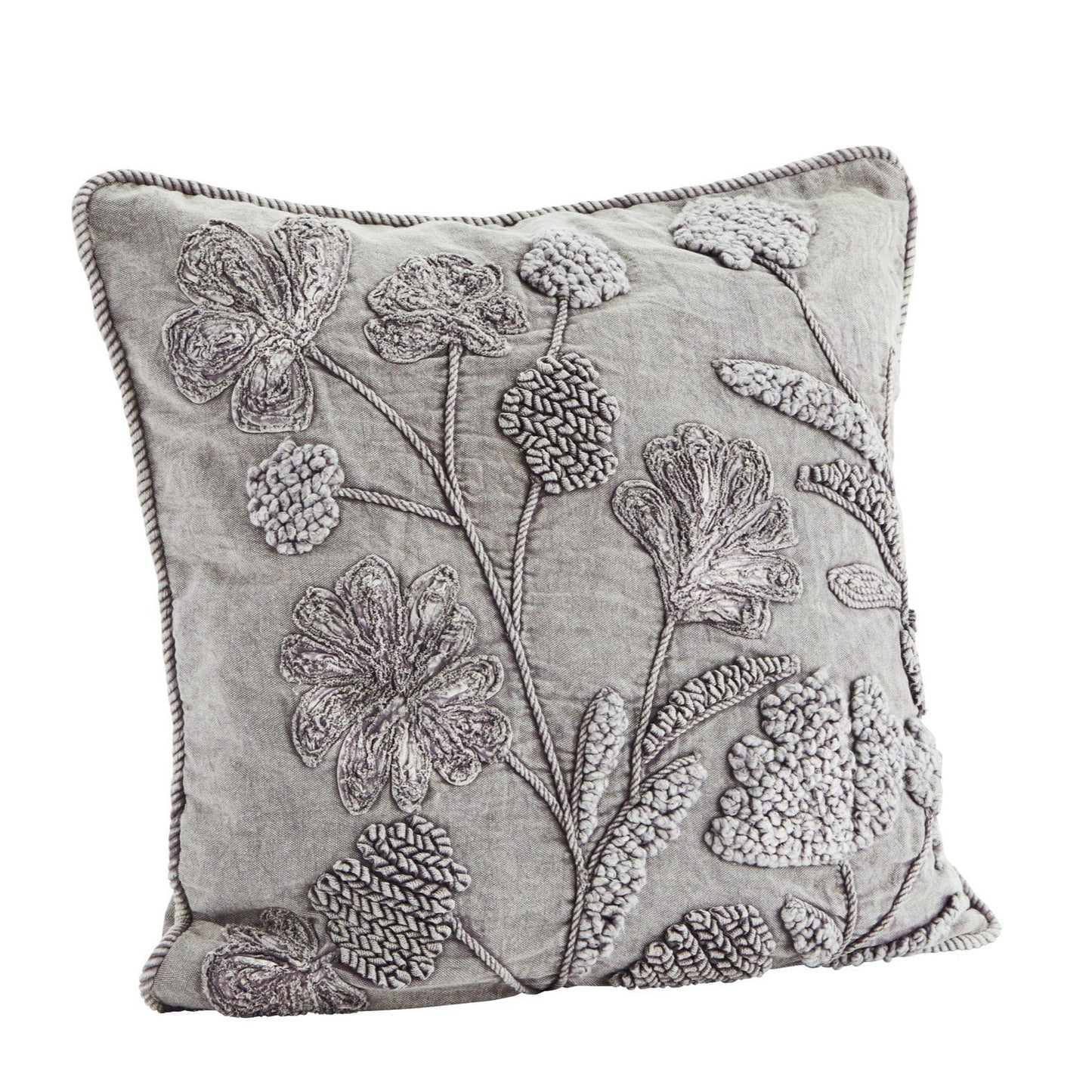 Madam Stoltz Homewares Grey Madam Stoltz Applique Cushion Cover