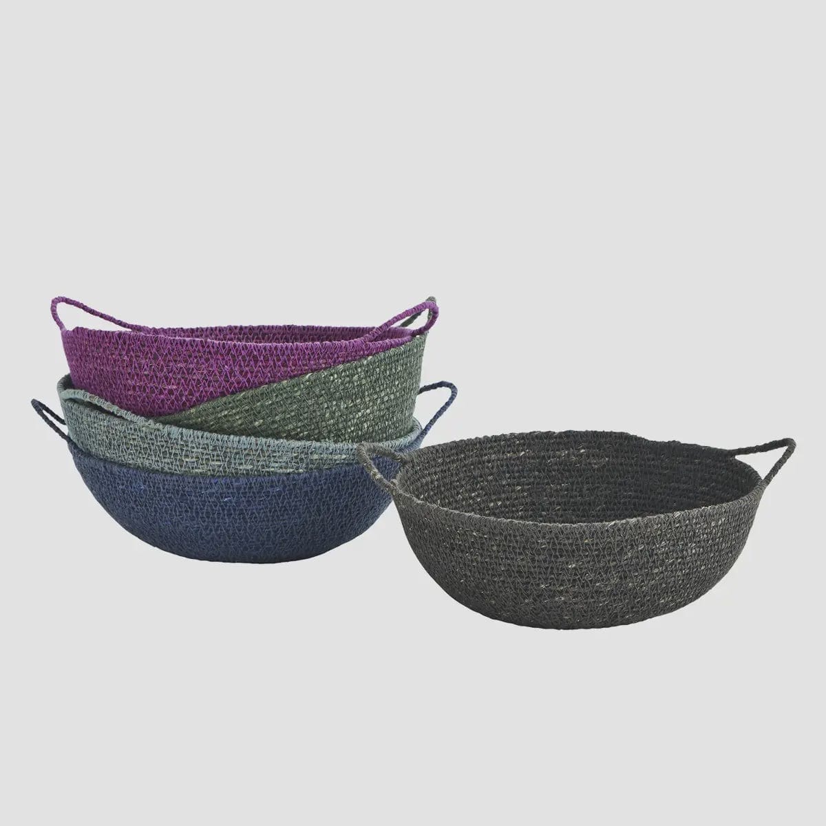 Madam Stoltz Homewares Madam Stoltz Seagrass Basket with Handles Multi Colours