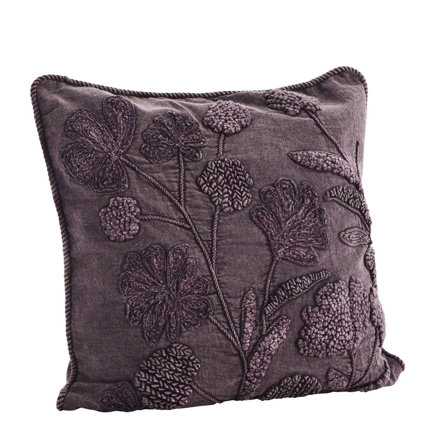 Madam Stoltz Homewares Plum Madam Stoltz Applique Cushion Cover
