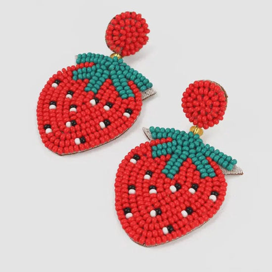 My Doris Jewellery Mini Beaded Strawberry Drop Earrings