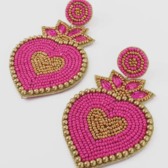 My Doris Jewellery My Doris Pink Heart Statement Earrings