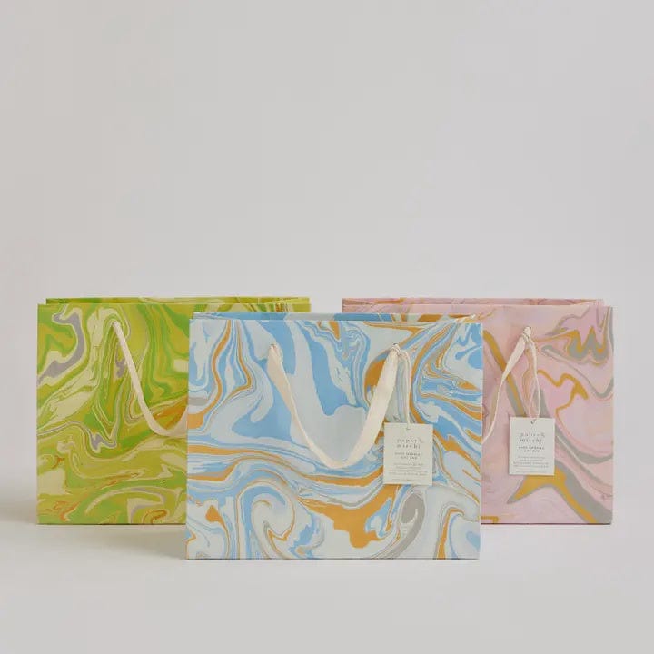 Paper Mirchi Homewares Paper Mirchi Hand Marbled Medium Gift Bag Pastel