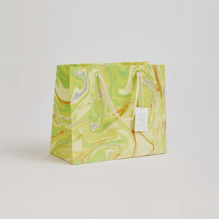 Paper Mirchi Homewares Paper Mirchi Hand Marbled Medium Gift Bag Pastel