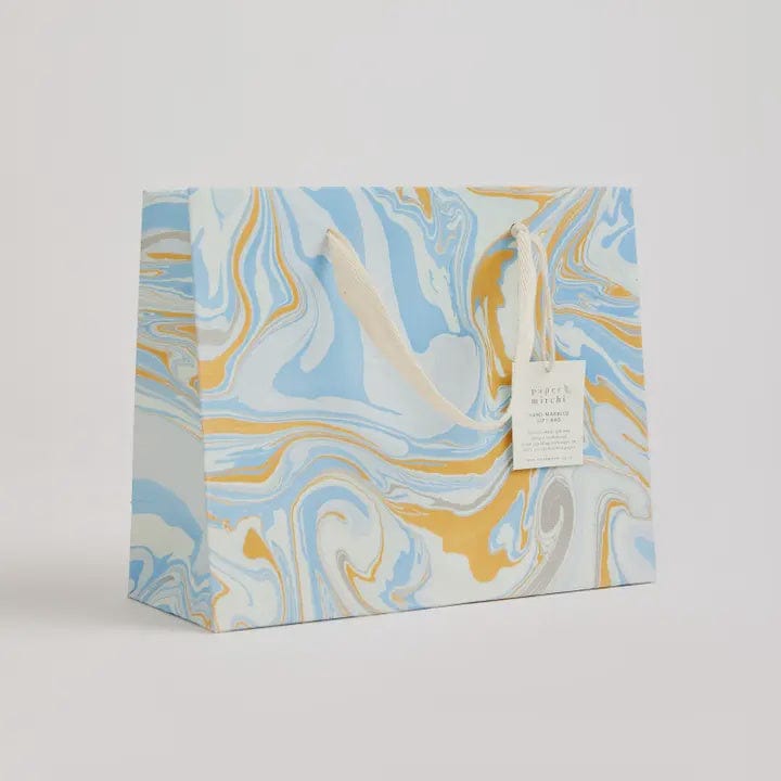 Paper Mirchi Homewares Paper Mirchi Hand Marbled Medium Gift Bag Pastel