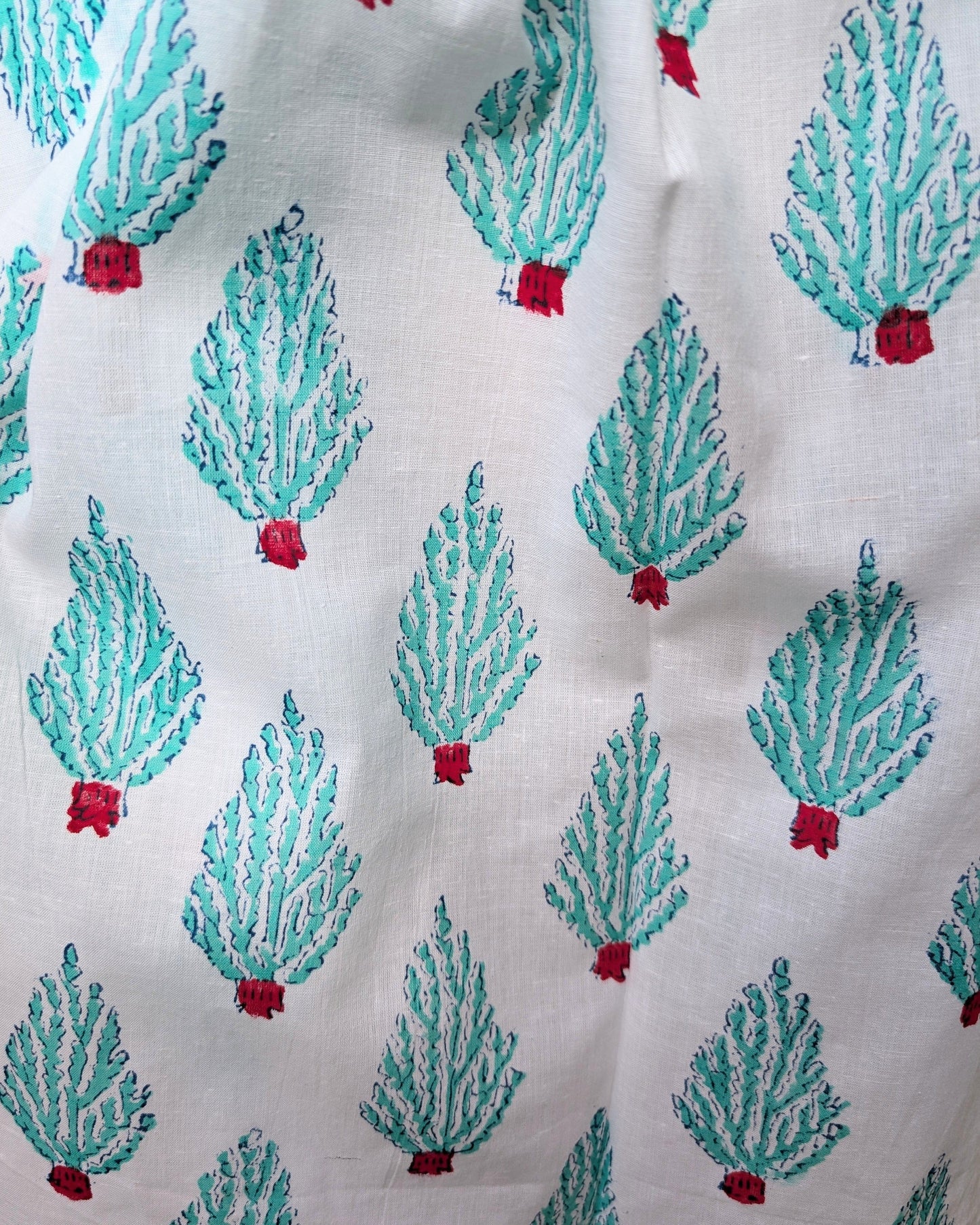 precious sparkle Accessories Aqua & Red Coral Block Print Scarf