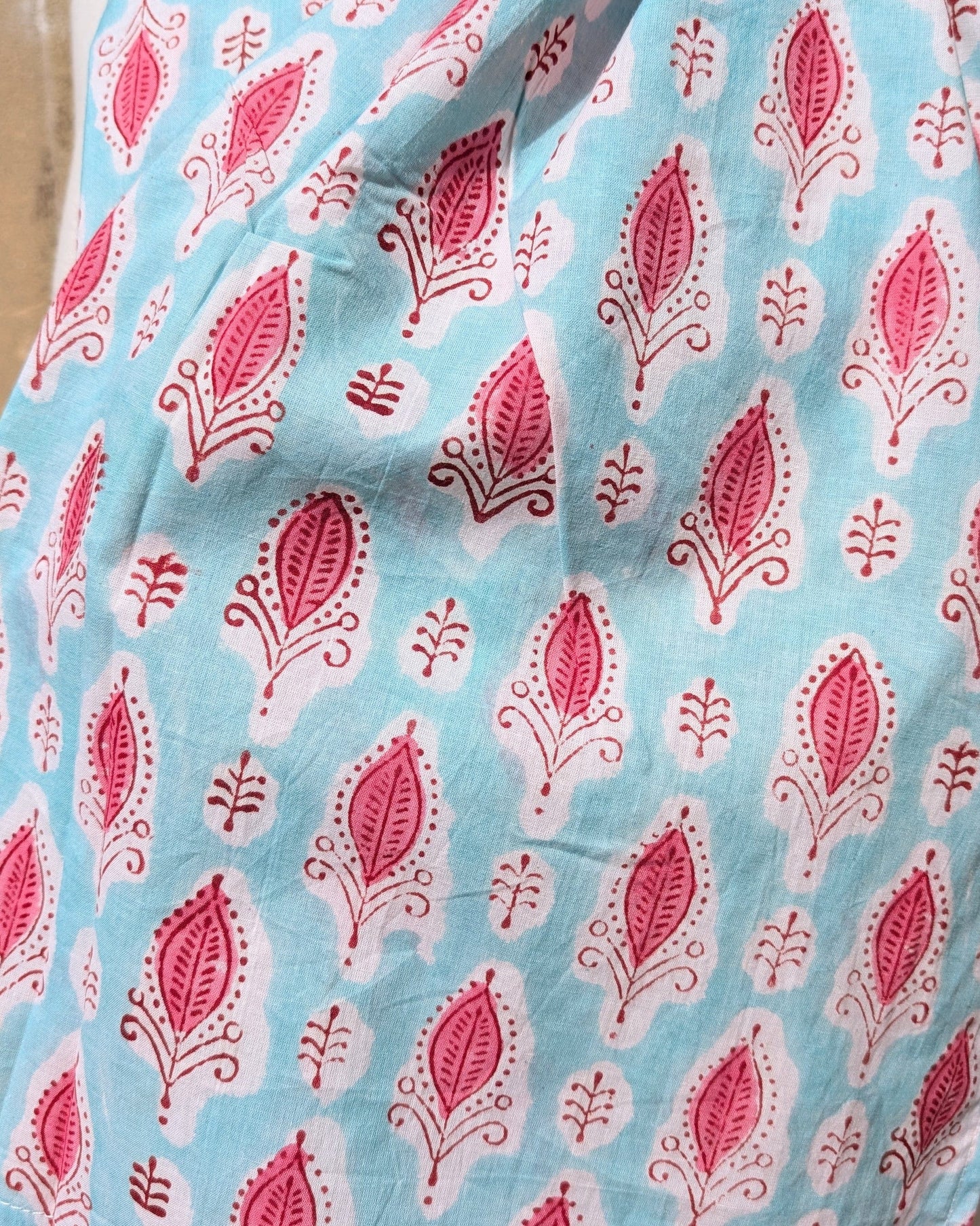 precious sparkle Accessories Aqua & Red Patterned Block Print Scarf