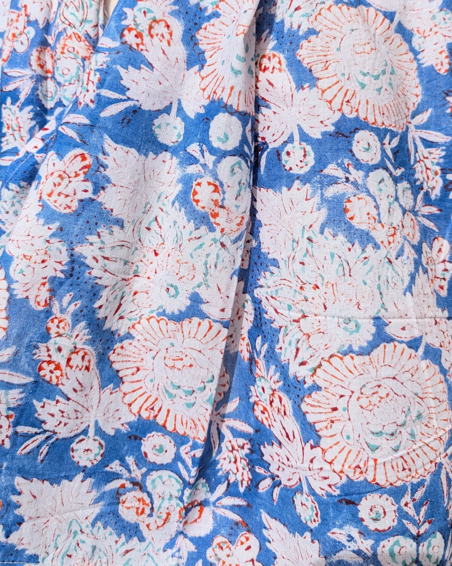 precious sparkle Accessories Blue & Orange Sketch Floral Block Print Scarf