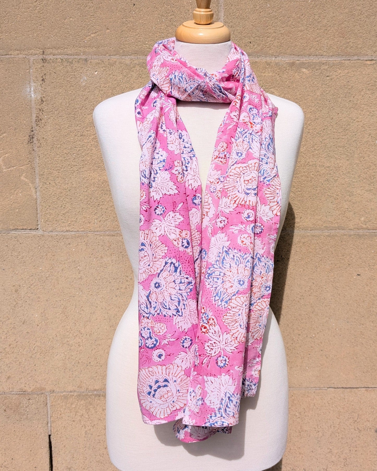 precious sparkle Accessories Bright Pink Sketch Flower Block Print Scarf