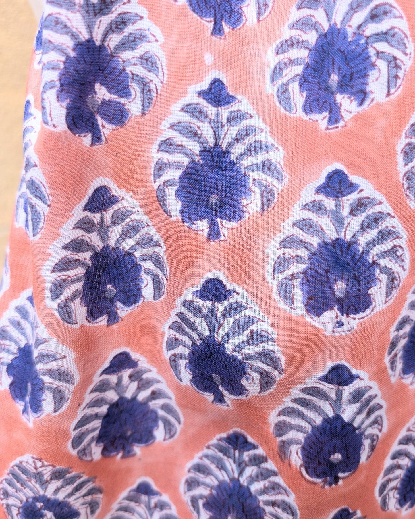 precious sparkle Accessories Peach & Blue Patterned Block Print Scarf