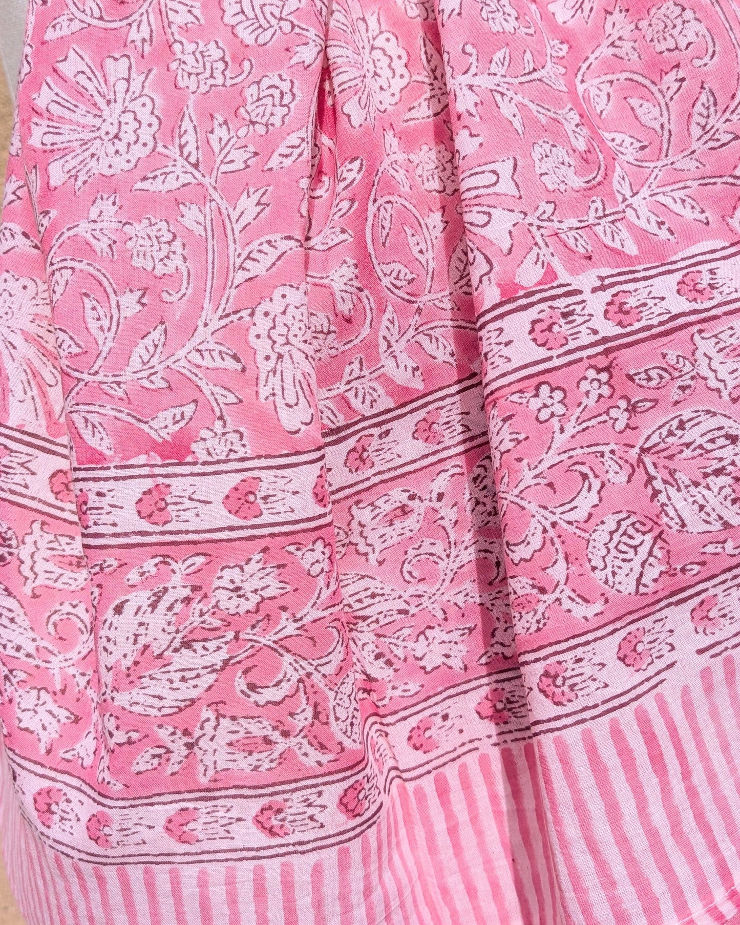 precious sparkle Accessories Pink Floral Stripe Block Print Scarf
