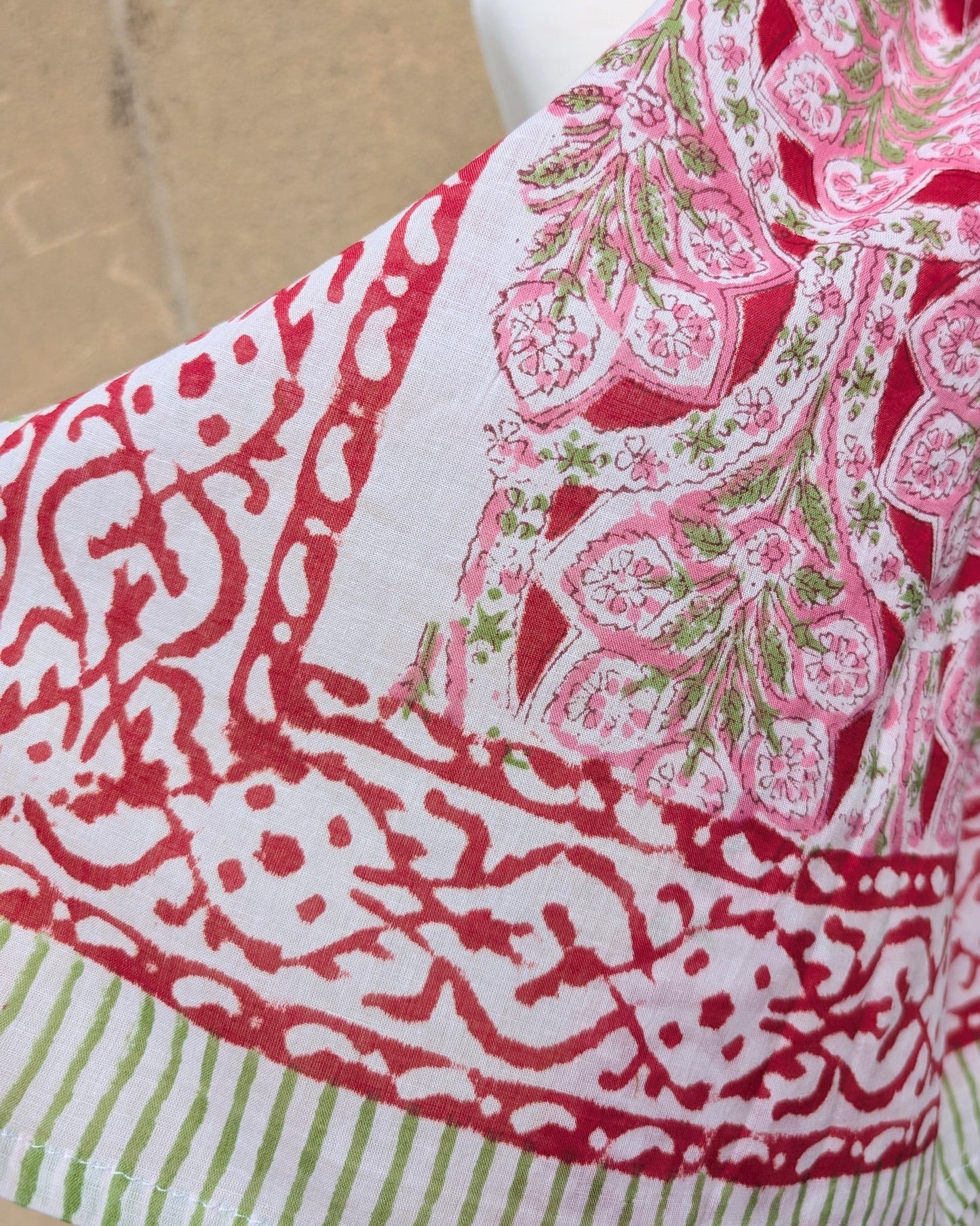 precious sparkle Accessories Pink Red Green Floral Stripe Block Print Scarf Sarong