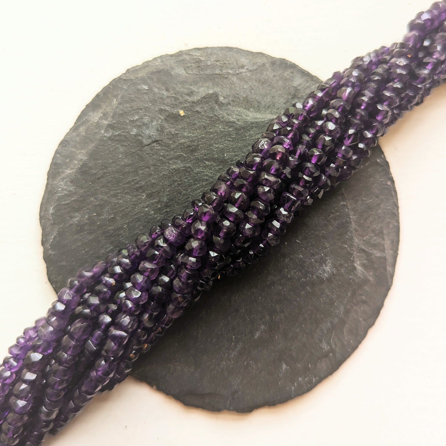 precious sparkle African Amethyst 4mm Faceted Rondelle Beads 15
