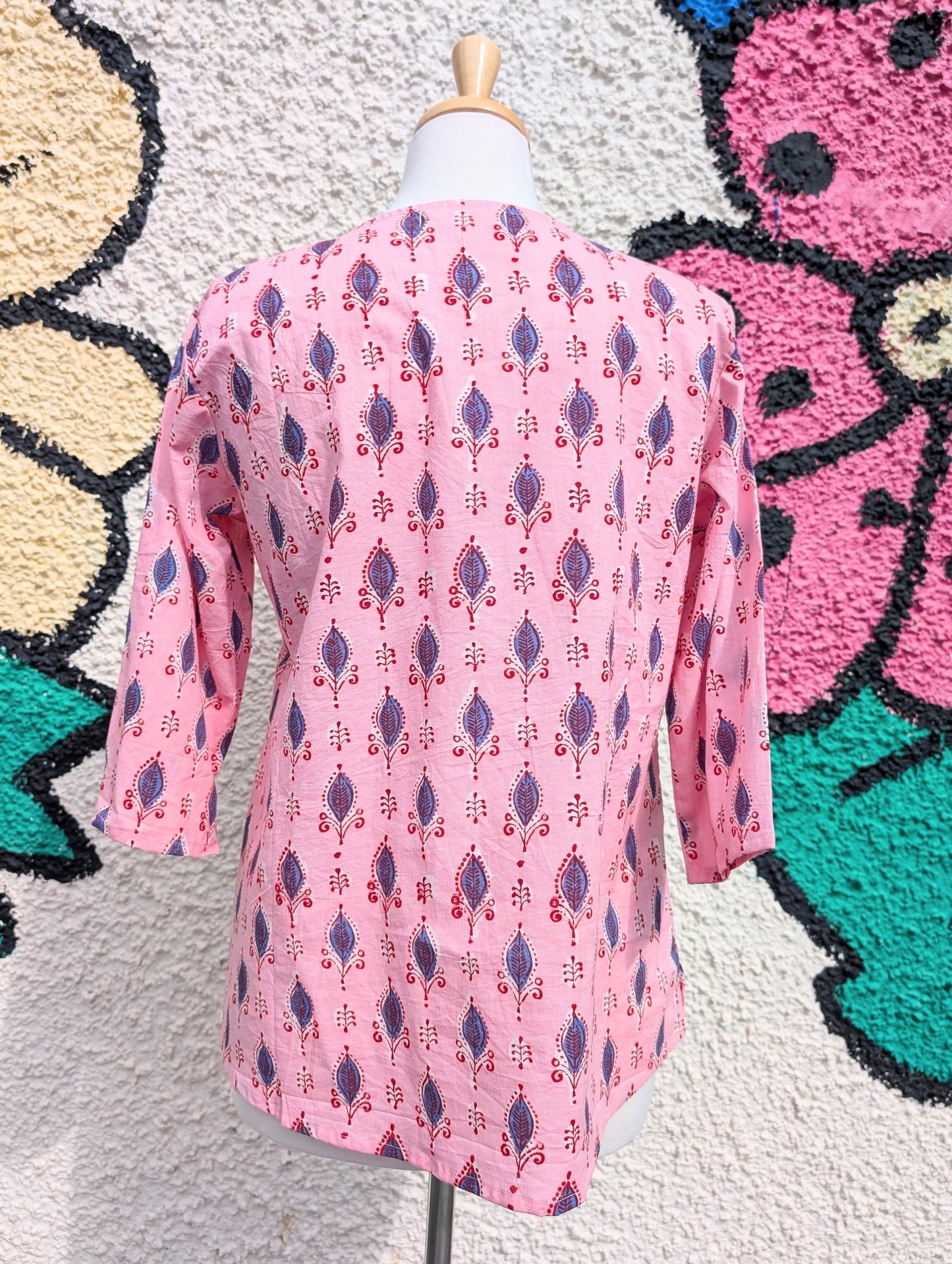 precious sparkle Fashion Pink Blue Motif Block Print Cotton Blouse