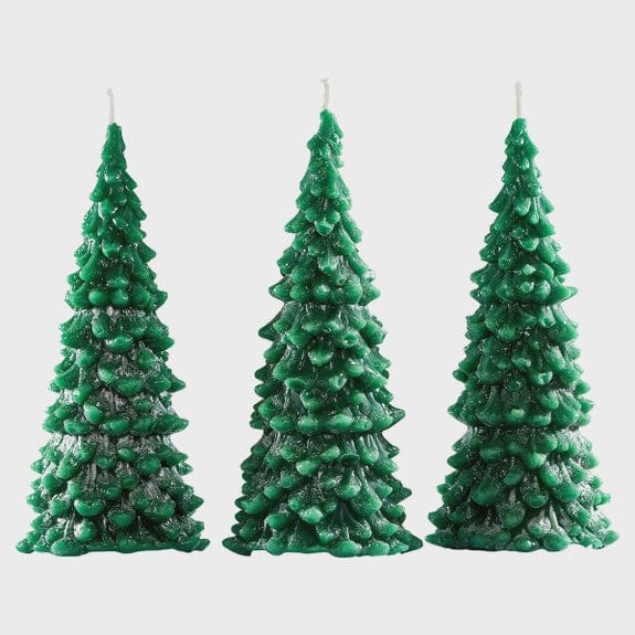 Green Christmas Tree Candle Large Precious Sparkle