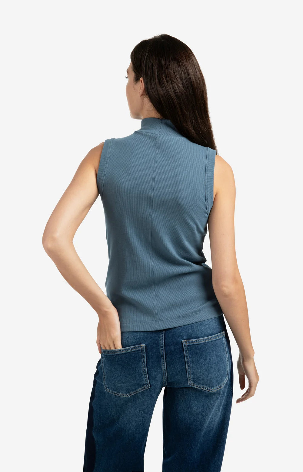 YAYA Ribbed Singlet w/ High Neck - Precious Sparkle