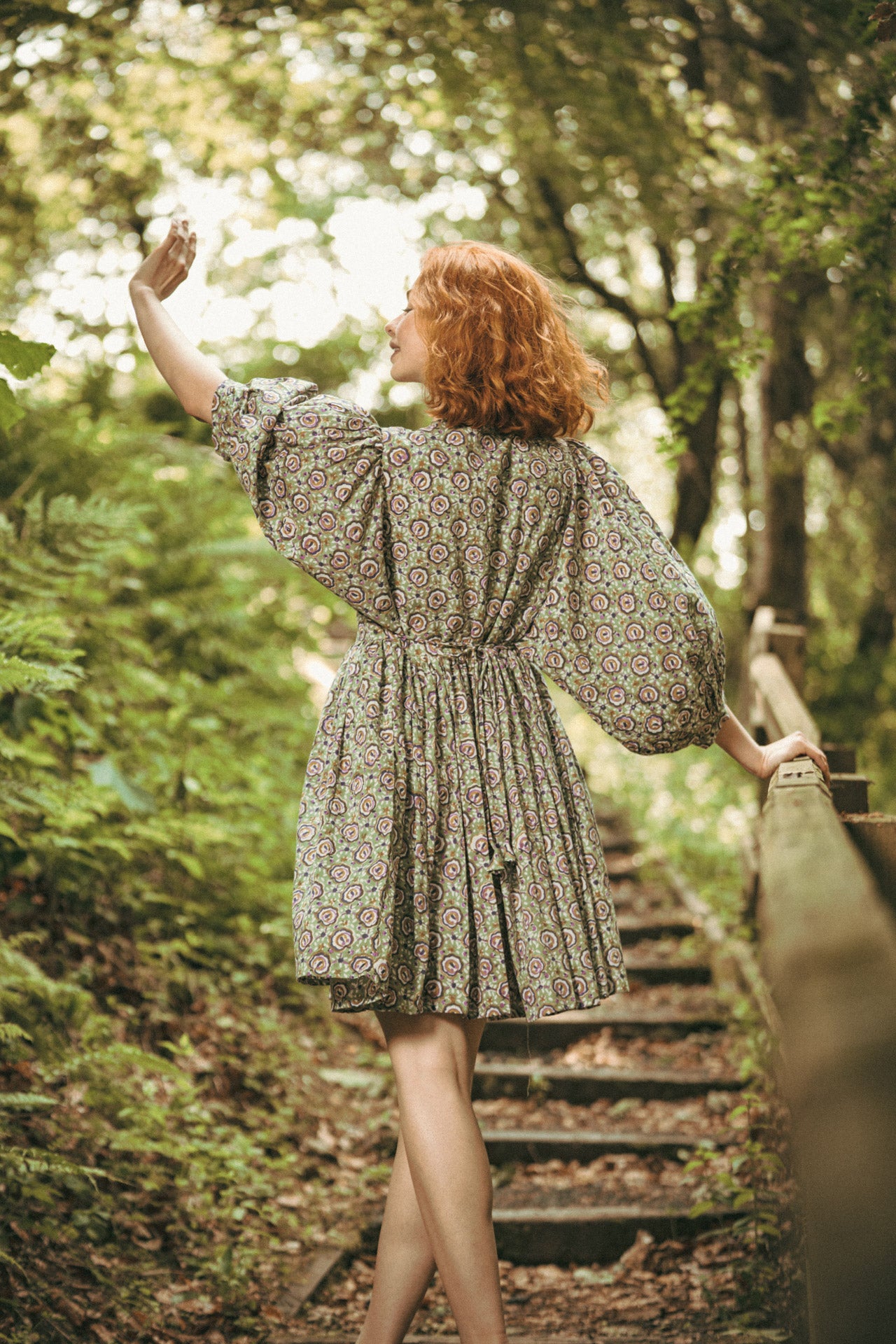 Laura Green Floral Block Printed Short Boho Dress - Precious Sparkle