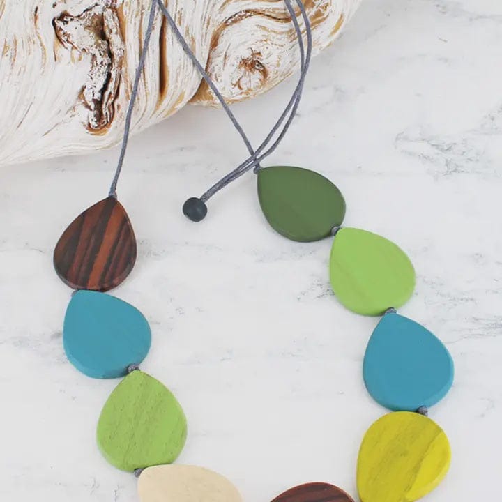 Suzie Blue Jewellery Blue Suzie Blue Wooden Teardrop Necklace