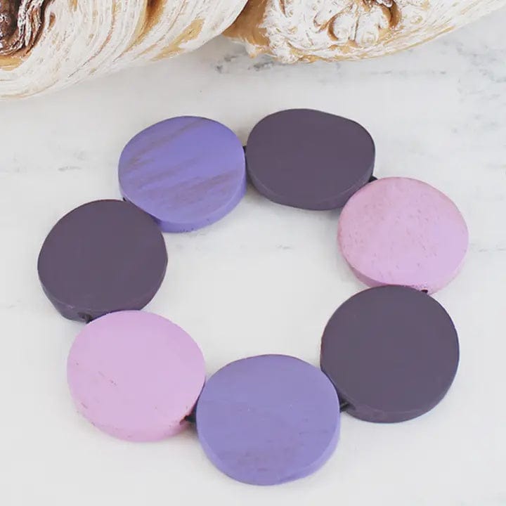Suzie Blue Jewellery Purple Suzie Blue Wooden Elastic Disc Bracelet