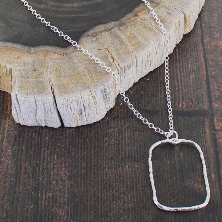 Suzie Blue Jewellery Suzie Blue Chain with Hammered Rectangular Pendant